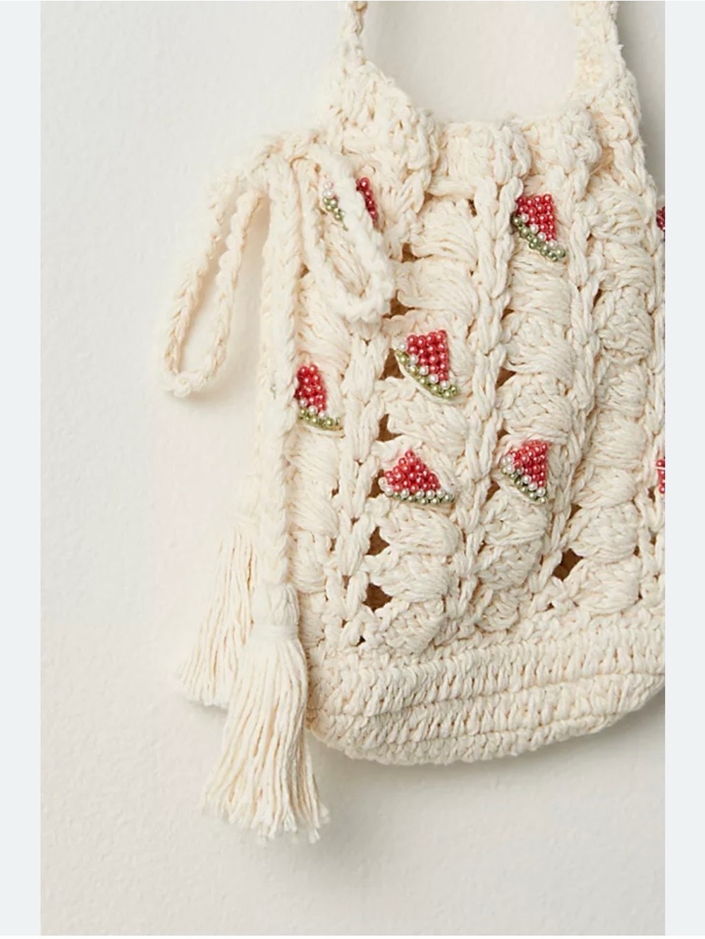 NWT FREE PEOPLE room for dessert watermelon crossbody purse.crochet,summer,boho
